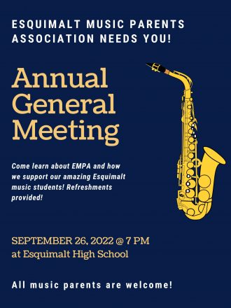 EMPA Esquimalt High School Music Parents Association Annual General Meeting September 26, 2022